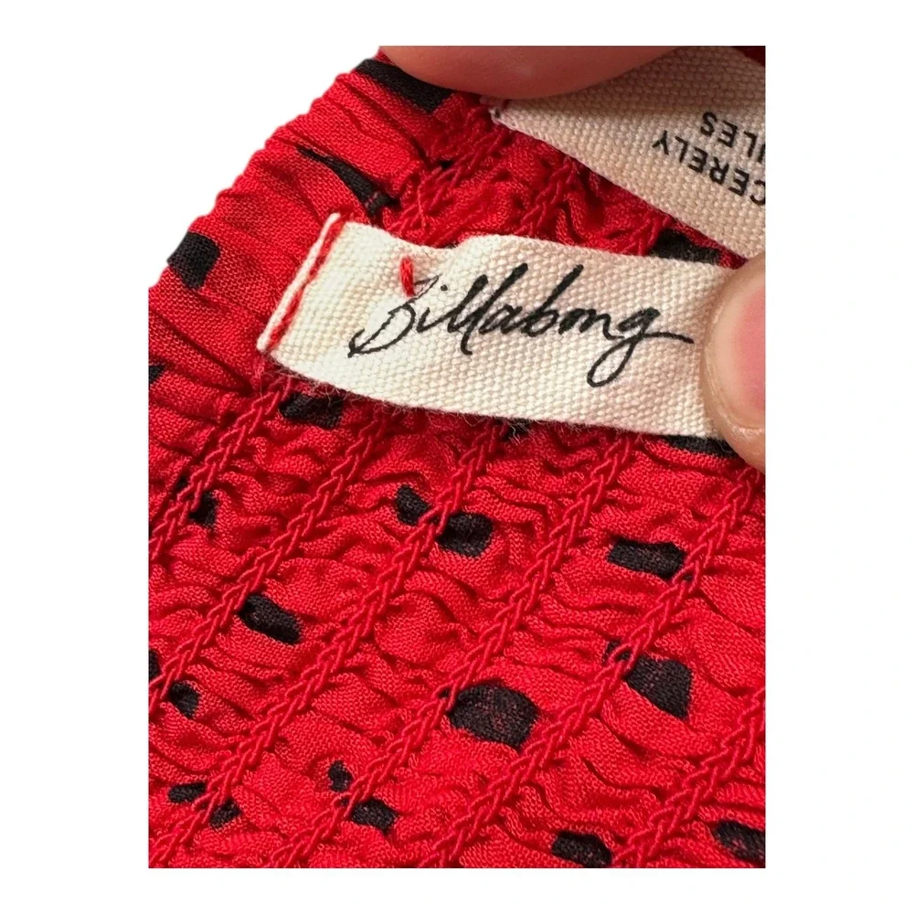 Billabong‎ Sincerely Jules Red Smocked Sundress Ruffle Hem Mini Size S